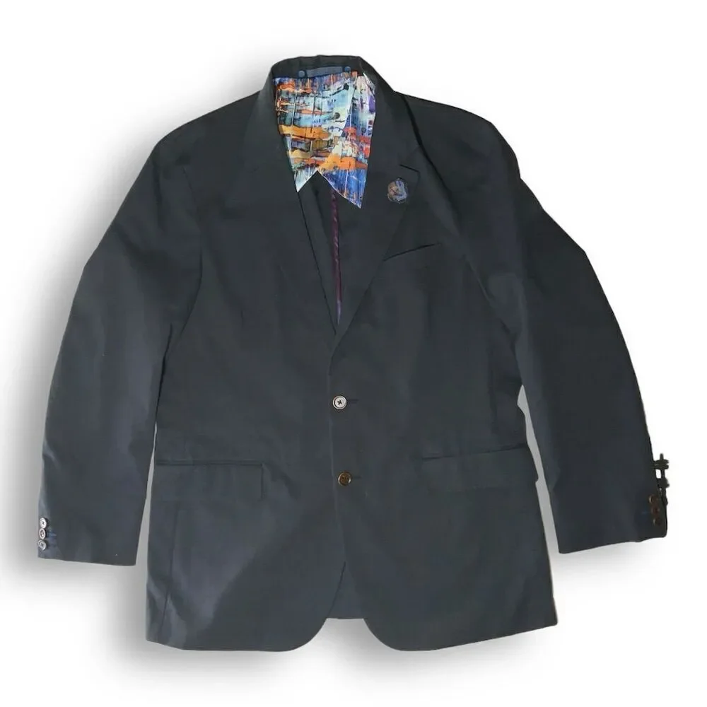 🎨 Robert Graham 40R Statement Blazer 🧠 Art Lined Julian Notch Lapel Boss Jacket